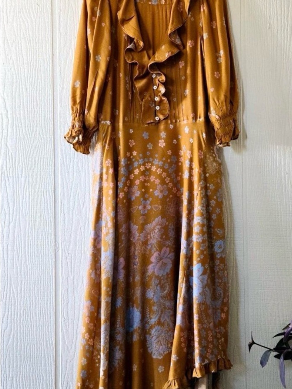 Free People Mustard Floral Ruffle Maxi Dress - Picture 3 of 8